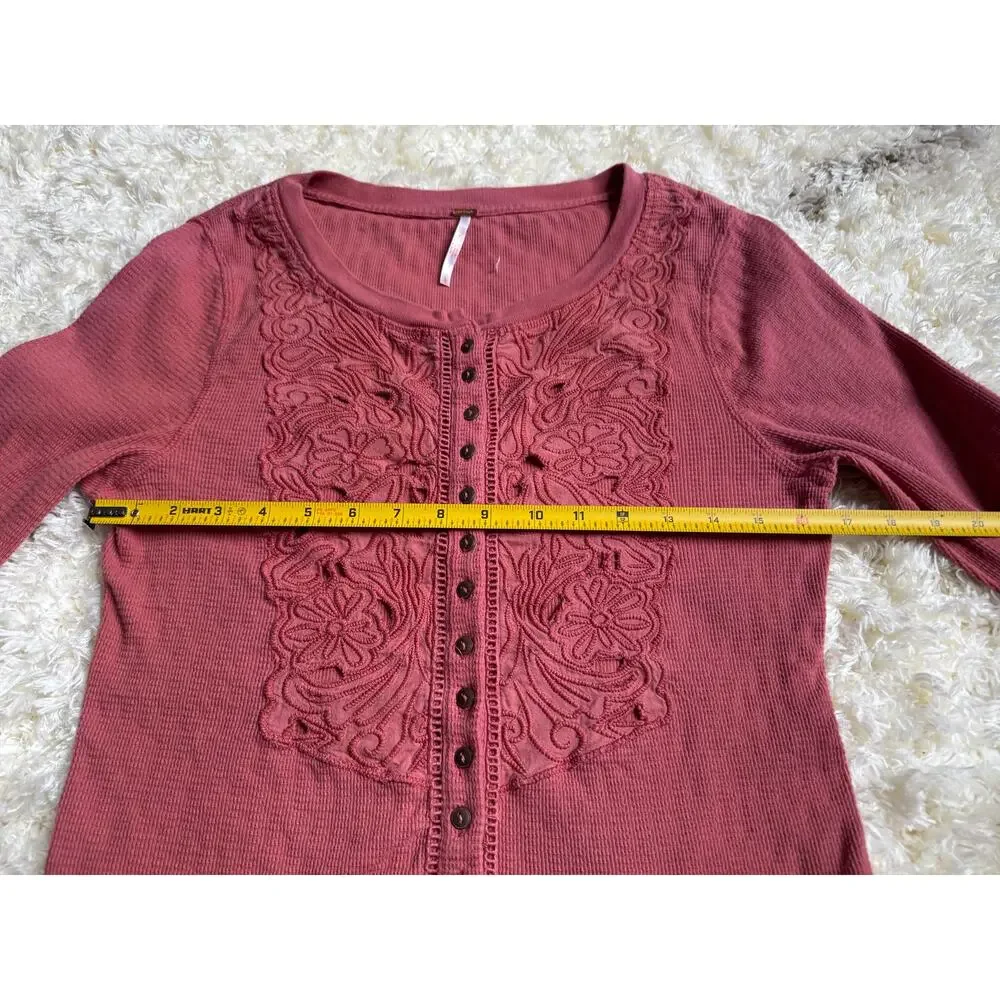 Free People Embroidered Top Fairy Grunge Boho Hippie Festival Western Button